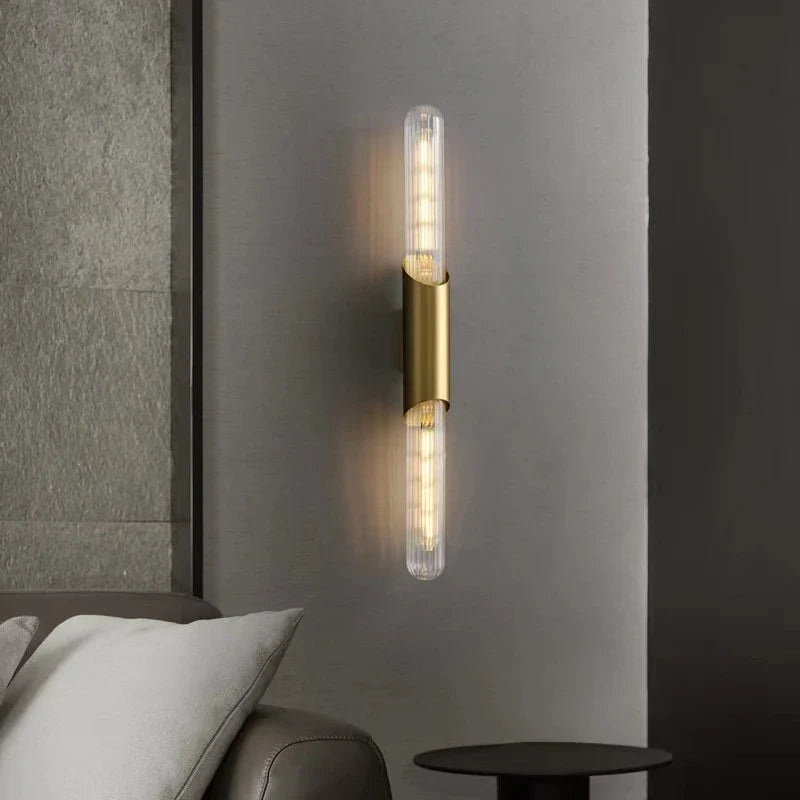 Afralia™ Modern Luxury Glass Wall Light Gold Finish - Elegant Indoor LED Lighting