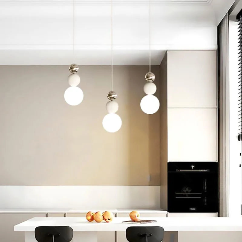 Nordic White Glass Pendant Lamp, Adjustable Hanging Light Fixture, Afralia™ Brand.