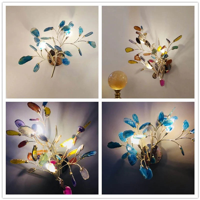 Afralia™ Natural Agate G4 Bulb Sconce Wall Lamp Modern Living Room Bedroom Lighting