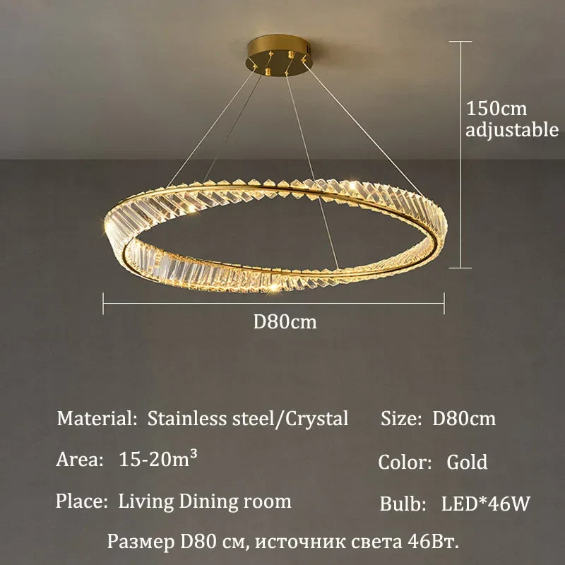 Afralia™ Crystal Pendant Lights: Modern Luxury LED Chandelier for Home Dining Room Decor