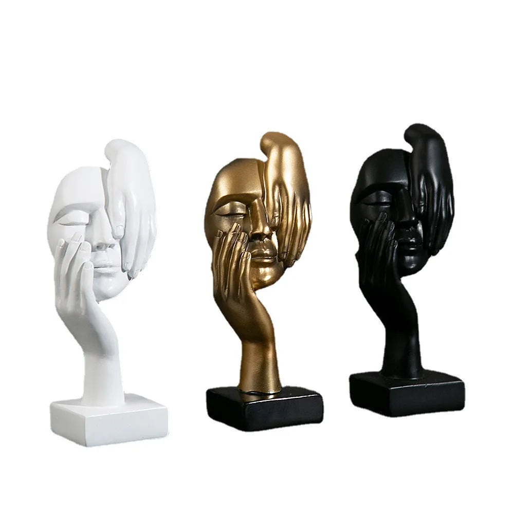 Afralia™ Resin Abstract Mask Statues Mini Figurines for Home Office Decor