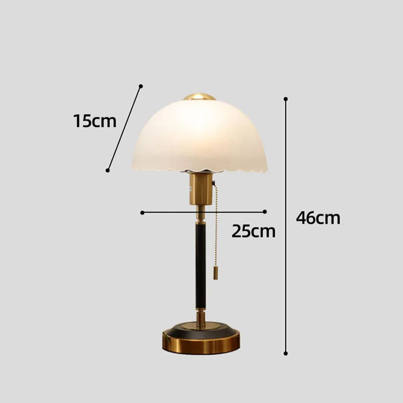 Afralia™ Cream Glass Mushroom Table Lamp for Warmly Lit Romantic Ambiance