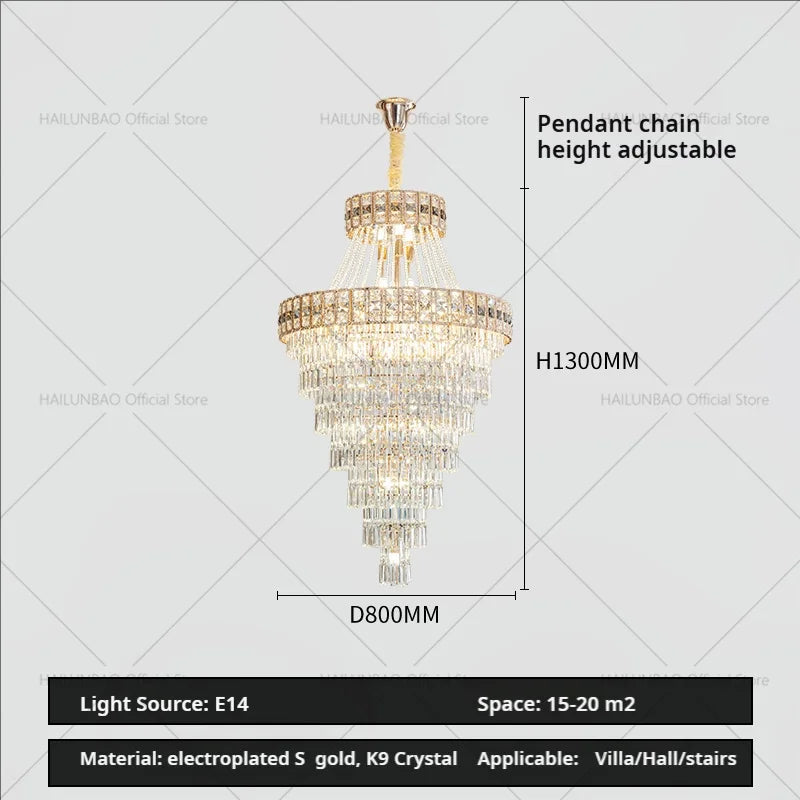 Afralia™ Duplex Villa Crystal Chandelier: Modern Luxury Staircase Lamp for Elegant Living Rooms