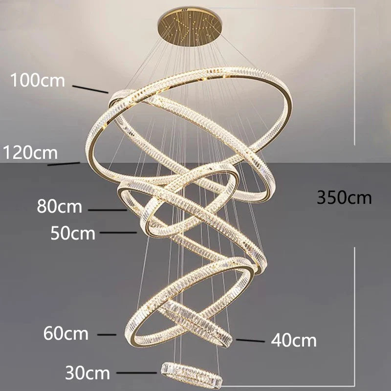 Afralia™ Crystal Chandelier Stair Pendant Living Room Interior Lighting