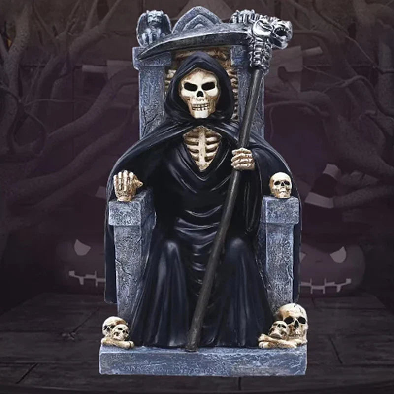 Afralia™ Skull Head Horror Sculpture Home Decor Craft Halloween Ornament Gift