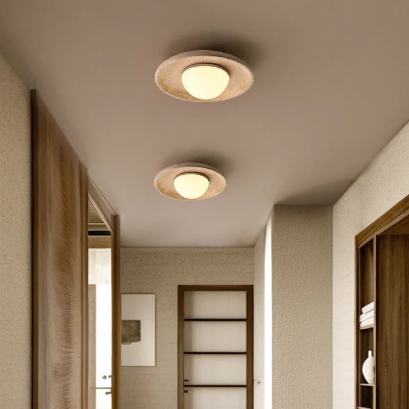 Afralia™ LED Ceiling Lamp Yellow Travertine - Nordic Acrylic Light for Living Room