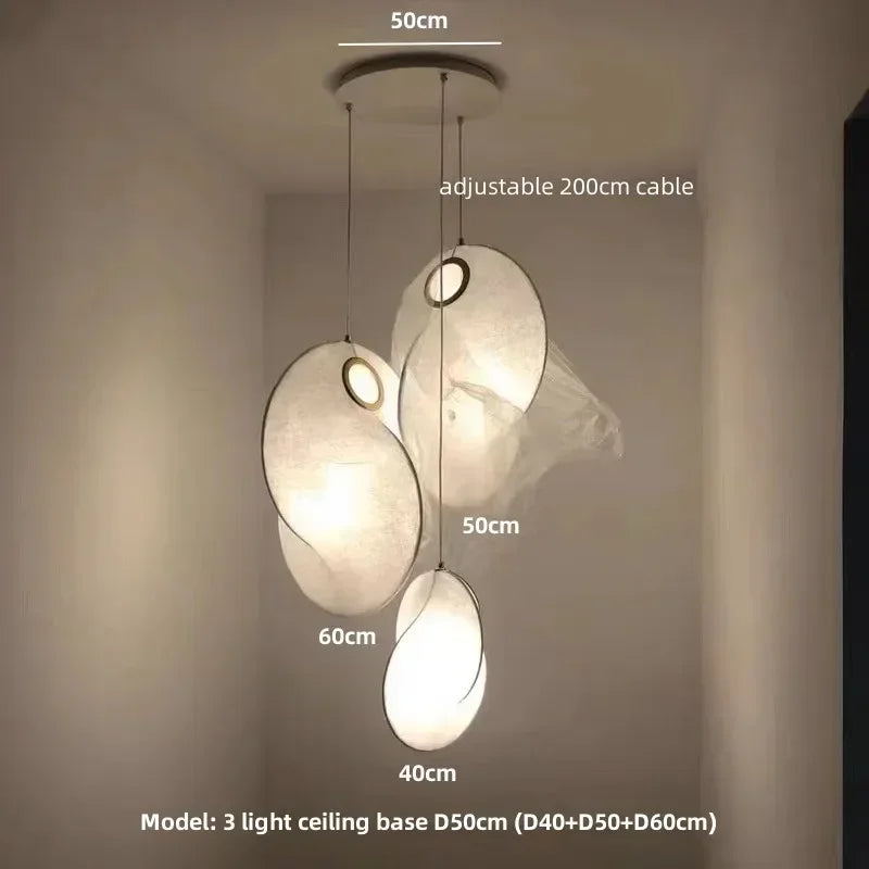 Afralia™ Nordic Silk Chandelier Pendant Lights for Foyer Bedroom Bar, LED Droplight Fixtures