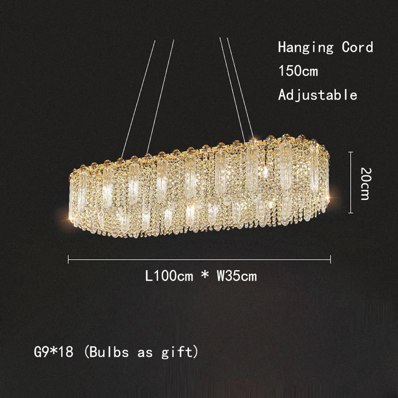 Afralia™ Gold Feather Crystal Tassel Chandelier & Ceiling Light Fixture