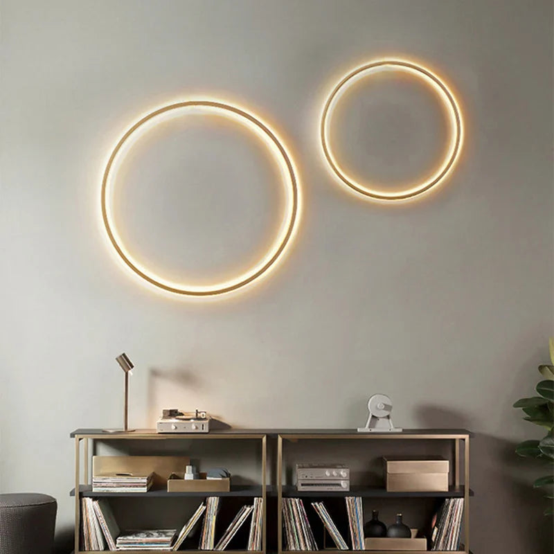 Afralia™ Dimmable Black Gold Aluminium Ring Wall Lamp for Elegant Lighting