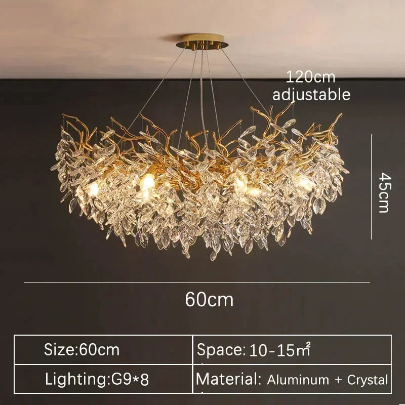 Afralia™ Crystal Pendant Chandelier for Luxury Dining Living Room LED Lighting