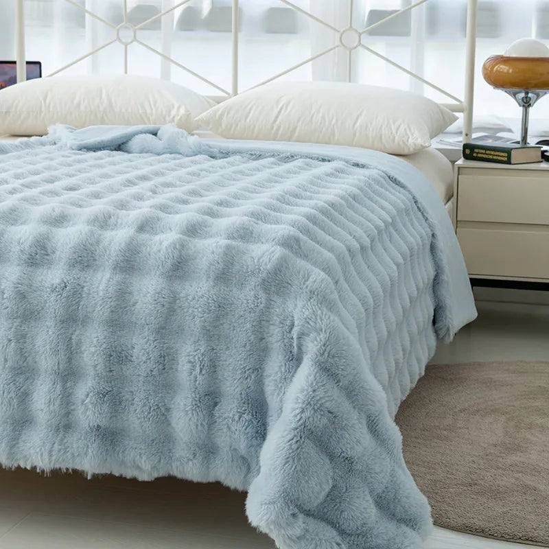 Afralia™ Faux Rabbit Fur Warm Throw Blanket - Soft Plush Fluffy Blanket