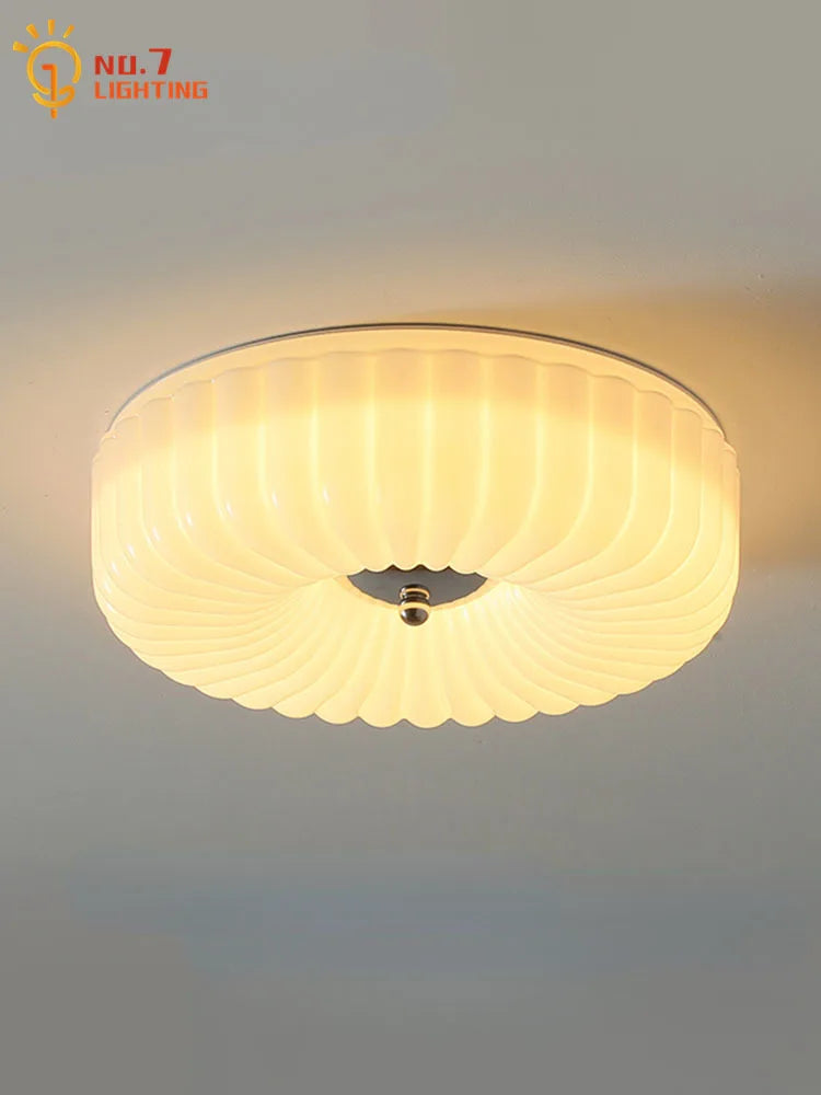 Afralia™ Cream Glass Wind Ceiling Light Vintage Design Medieval Hanging Lamp