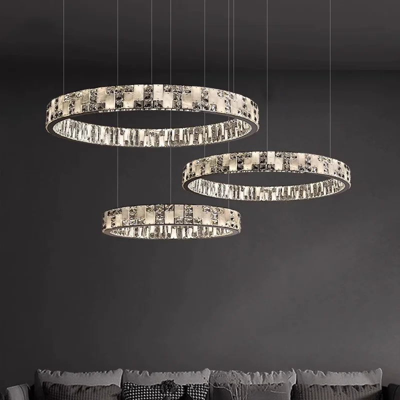 Afralia™ Black Acrylic Crystals Chandelier | Living Room Art Deco Ceiling Light