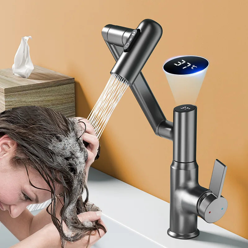 Afralia™ LED Basin Faucet 360 Rotation Multi-function Mixer Tap for Bathroom