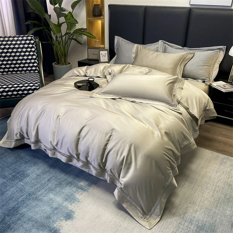 Afralia™ Silky Hollow Edge Embroidery Bedding Set with Soft Lyocell Cotton for Luxury Comfort