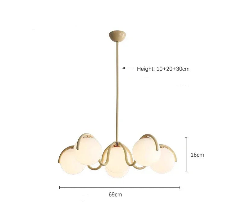 Afralia™ Bean Glass Pendant Light, red & cream, Minimalist Nordic Chandelier for Living Room, Bedroom, Dining & Study