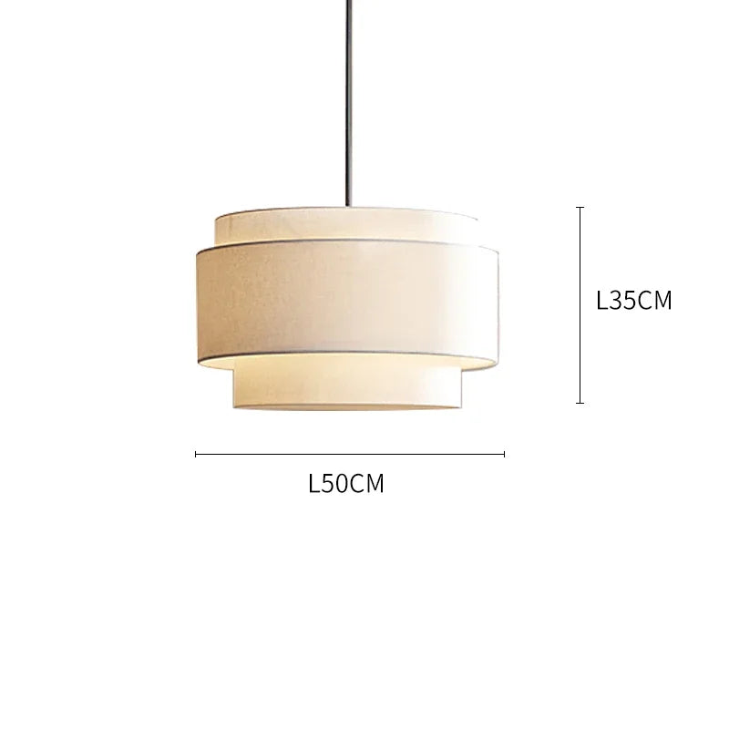 Afralia™ Japanese Style Tiered Pendant Lamp: Minimalist Fabric Shade for Living Room & Kitchen Counter