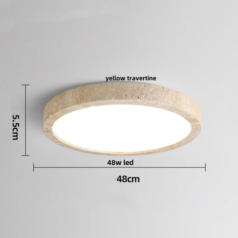 Afralia™ Wabi Sabi LED Ceiling Lamp Yellow Travertine Stone Hanging Lights