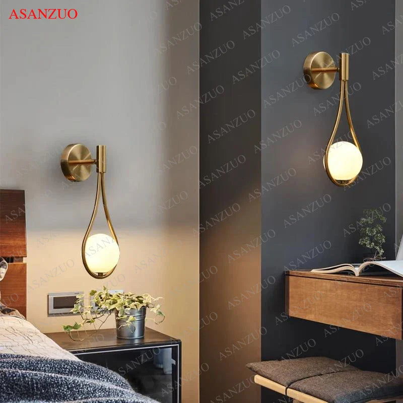 Afralia™ Brass Wall Sconce Glass Ball Modern LED Lighting