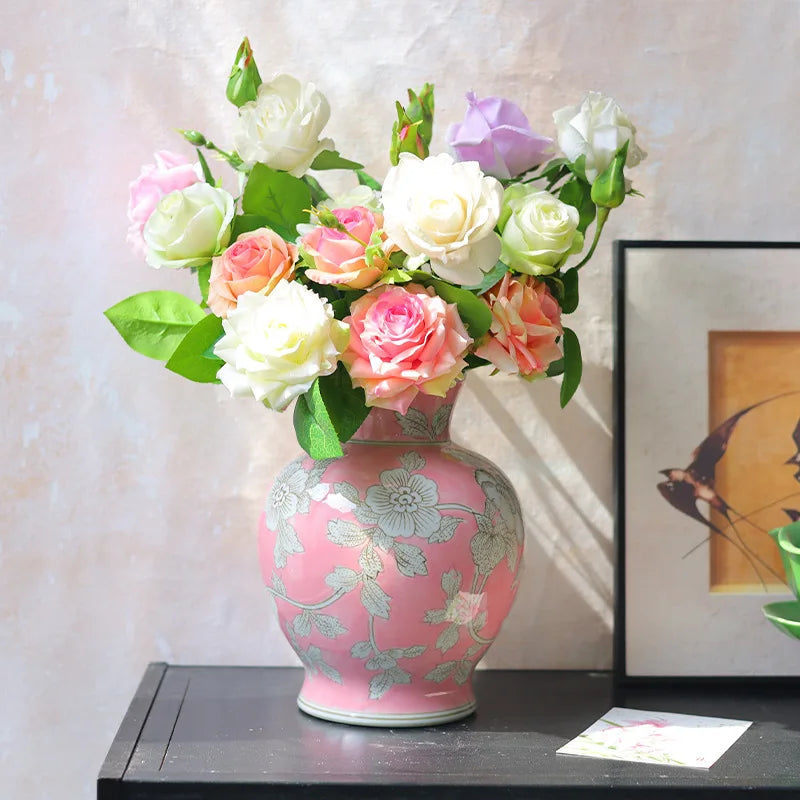 Afralia™ Chinese Retro Blue & White Porcelain Vase Flower Arrangement Home Decor