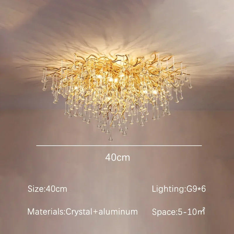 Afralia™ Gold Crystal Chandelier: Dining Living Room Kitchen Table Modern Luxury Lighting