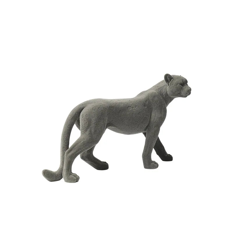 Afralia™ Leopard Flocking Sculpture Cheetah Pendant Home Decor Figurine