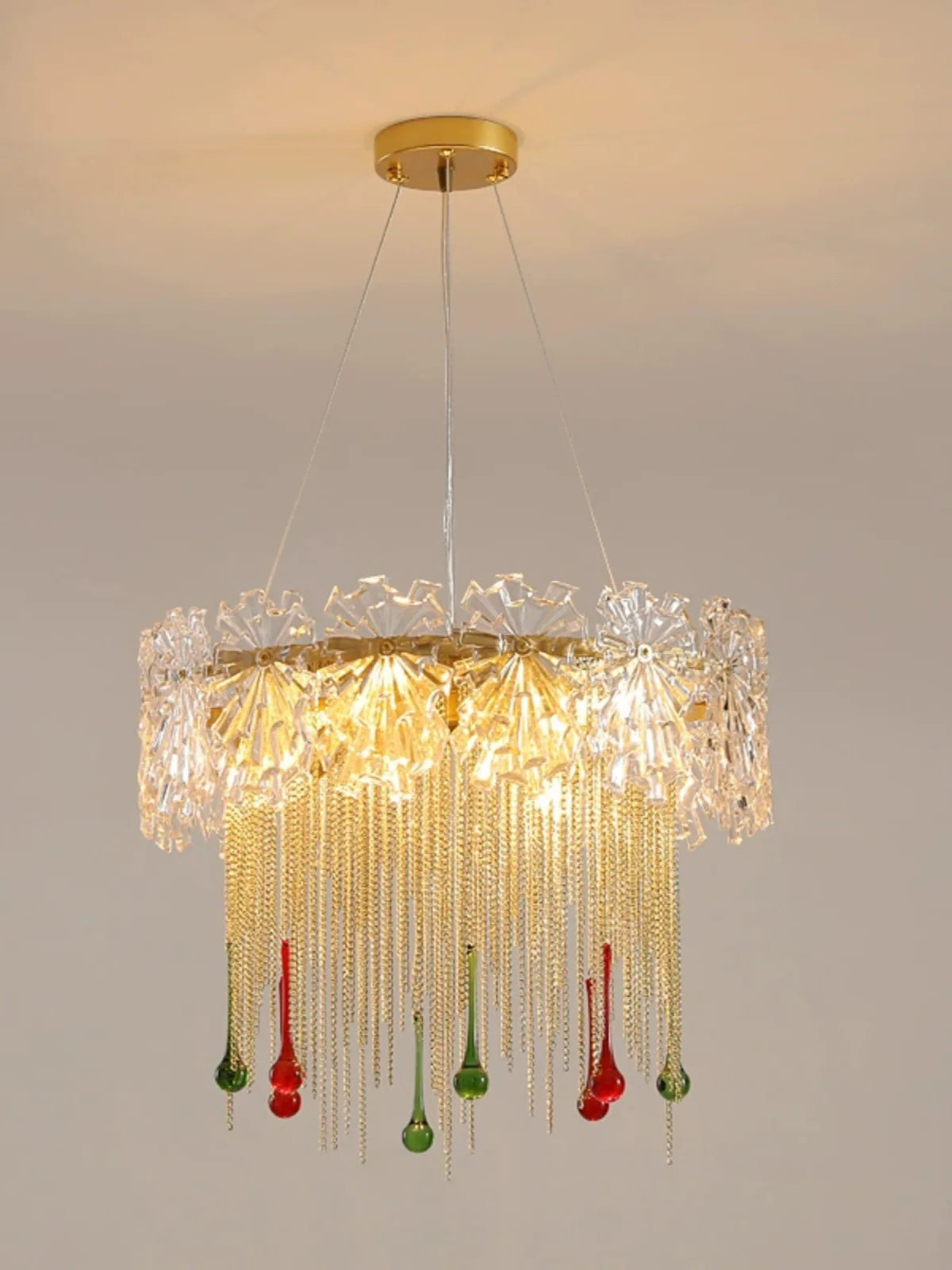 Afralia™ Water Drop Crystal Tassel Chandelier LED Pendant Light Luxe Fixture