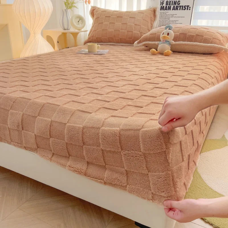 Afralia™ Milk Velvet Fitted Sheet: Soft Fleece Bed Cover for Cozy Winter Nights
