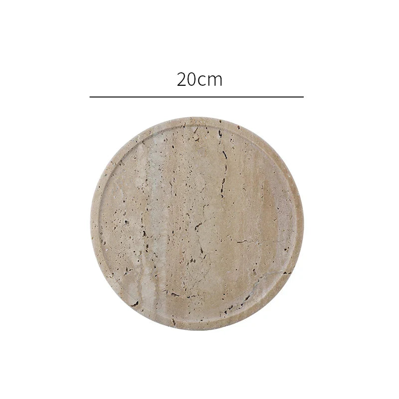 Afralia™ Travertine Stone Vanity Tray for Perfume, Candles, Jewelry, Coffee Table