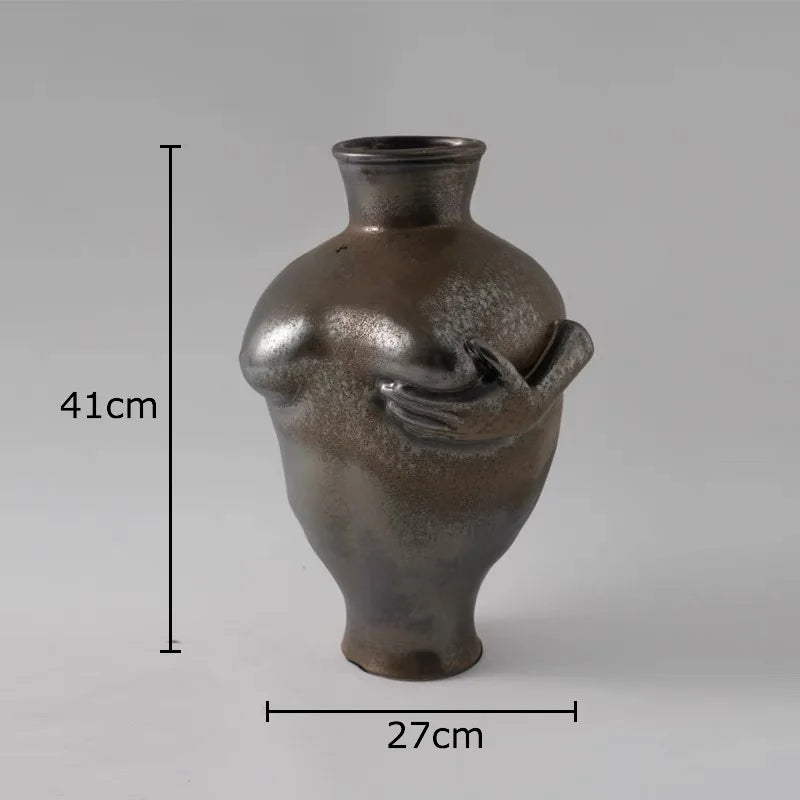 Afralia™ Abstract Art Ceramic Vase for Desk Decoration and Room Aesthetic