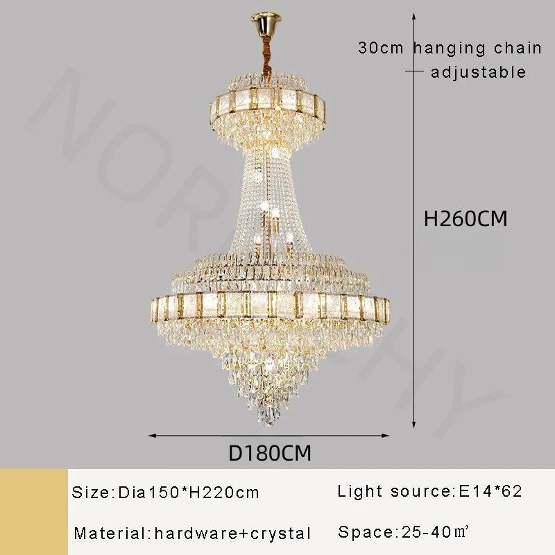 Afralia™ Luxury Gold Crystal Chandelier LED Hanging Lamp for Home Decoration