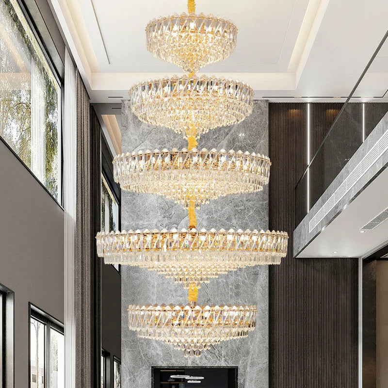 Afralia™ Luxury Crystal Chandelier for Duplex Villa Staircase and Living Room