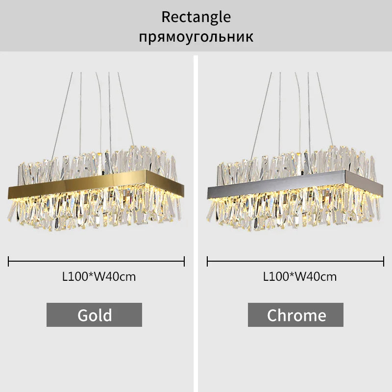 Afralia™ Crystal LED Pendant Light Chrome/Gold Luxury Chandelier for Kitchen Living Room.