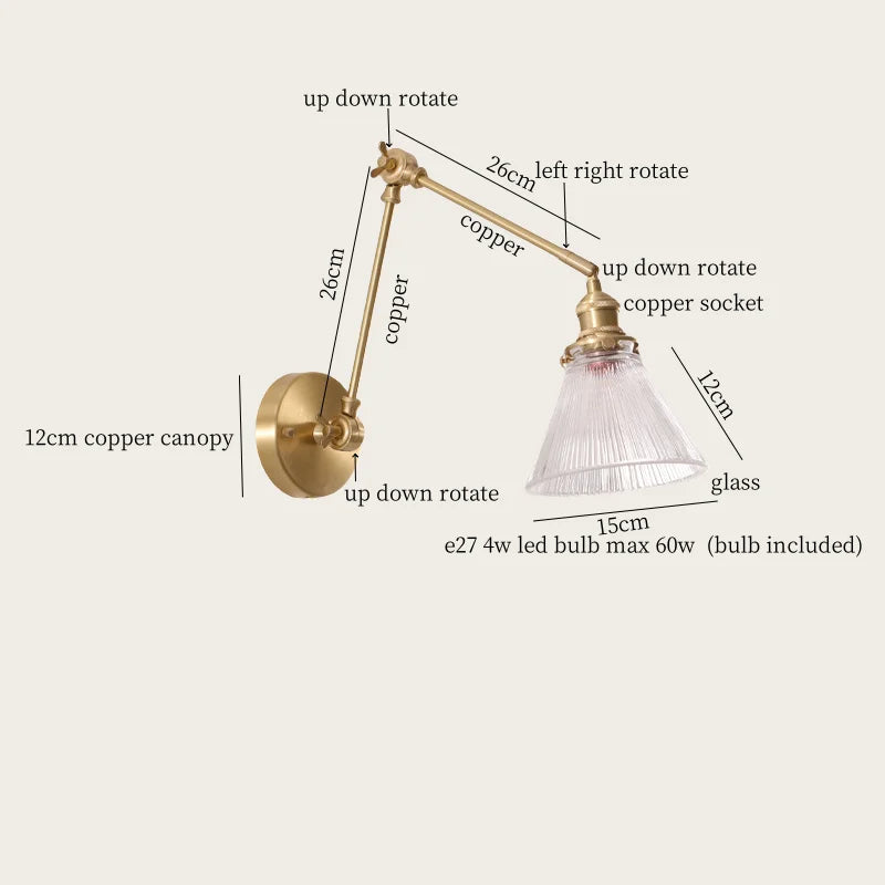 Afralia™ Cream Resin LED Wall Lights Pull Chain Switch Copper French Vintage Wandlamp
