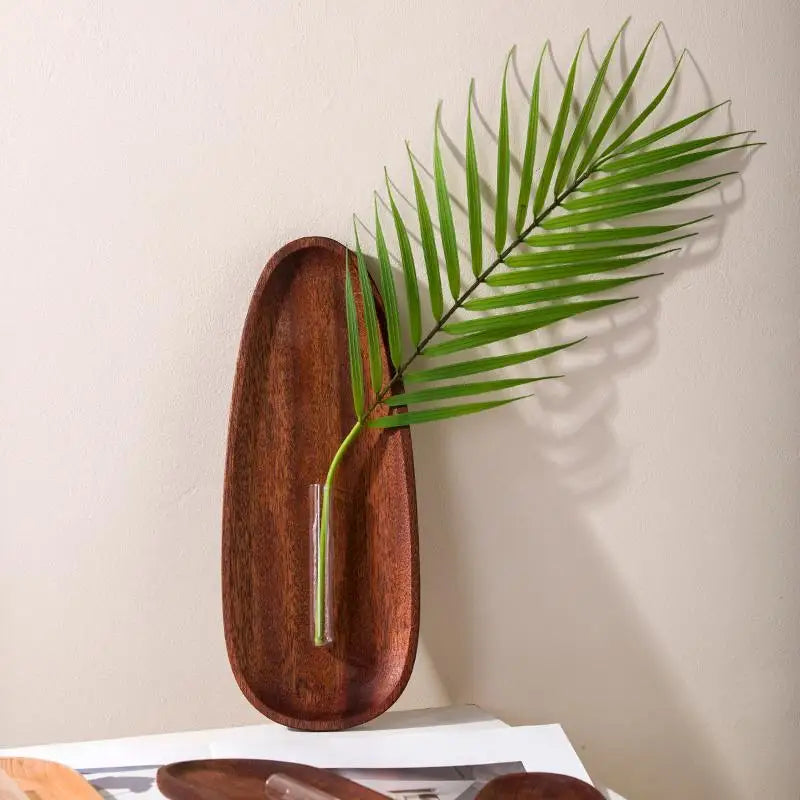 Afralia™ Wooden Wall-Mounted Flower Vase | Geometric Walnut Hydroponic Decor