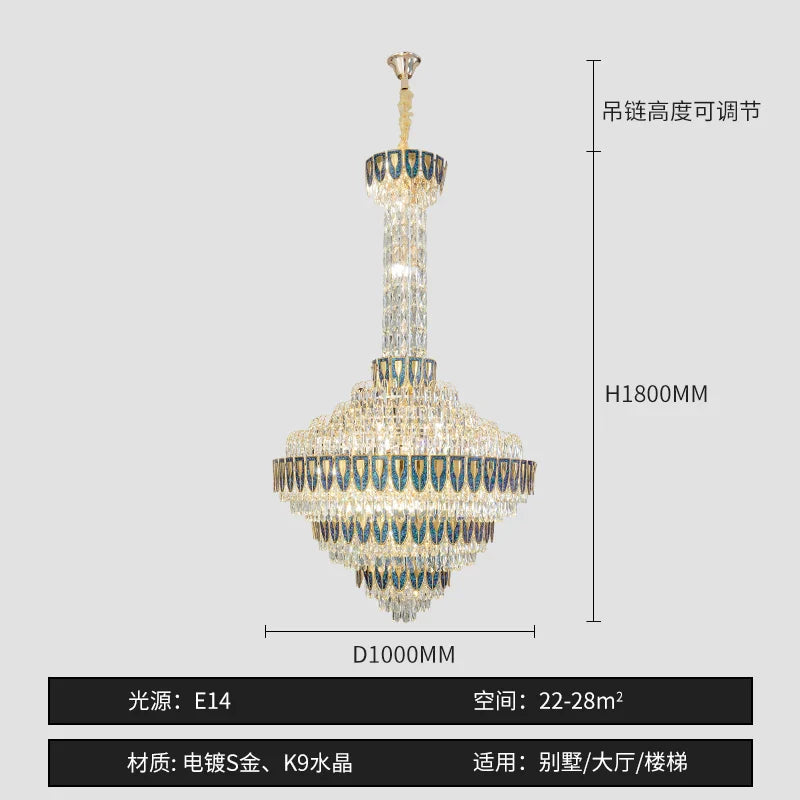 Afralia™ Crystal Chandelier for High-End Designer Duplex Living Room