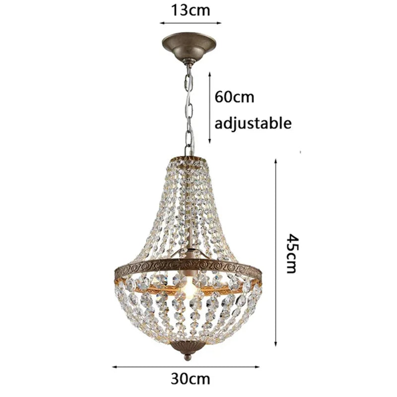 Afralia™ Retro Crystal Chandelier Pendant Light for Home Decor