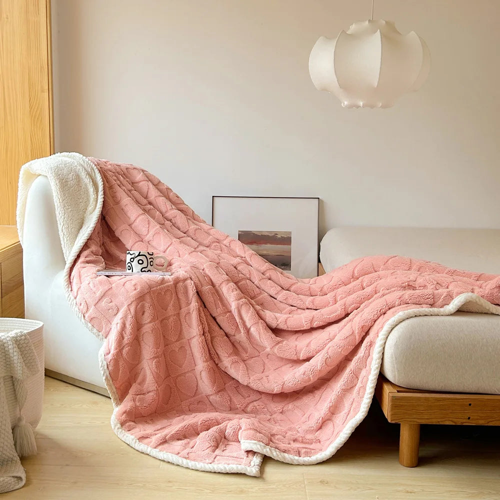 Afralia™ Plaid Jacquard Lamb Fleece Blanket: Soft & Cozy Single Size for All Seasons