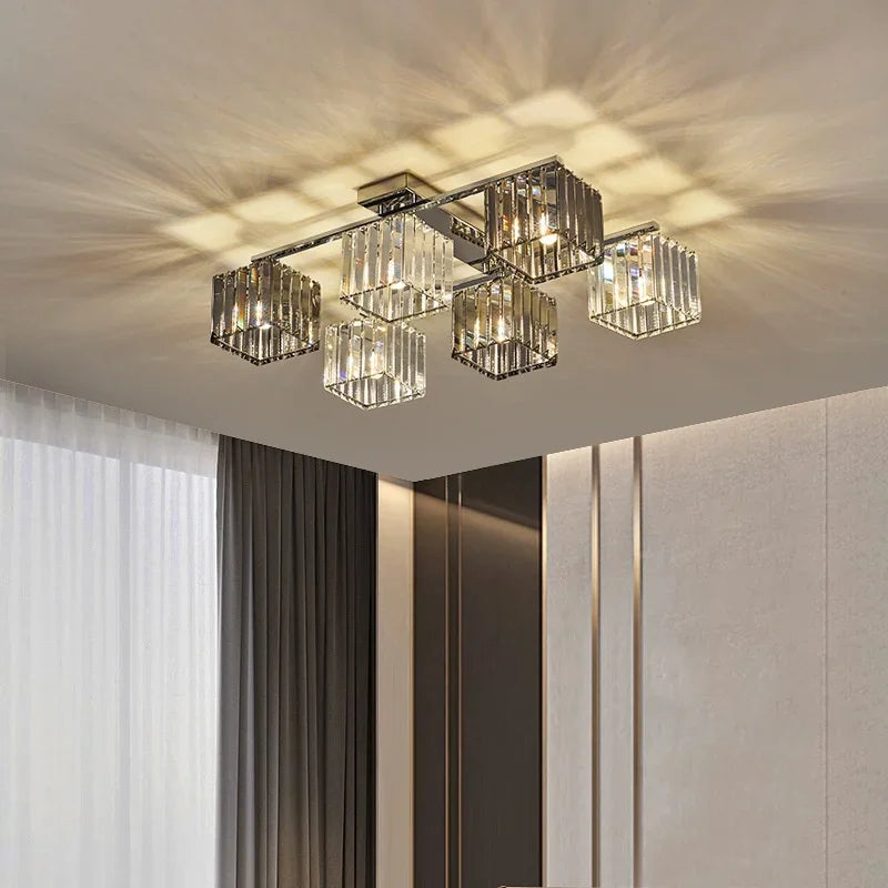 Afralia™ Modern Chrome LED Ceiling Chandelier with K9 Crystal Lighting Art