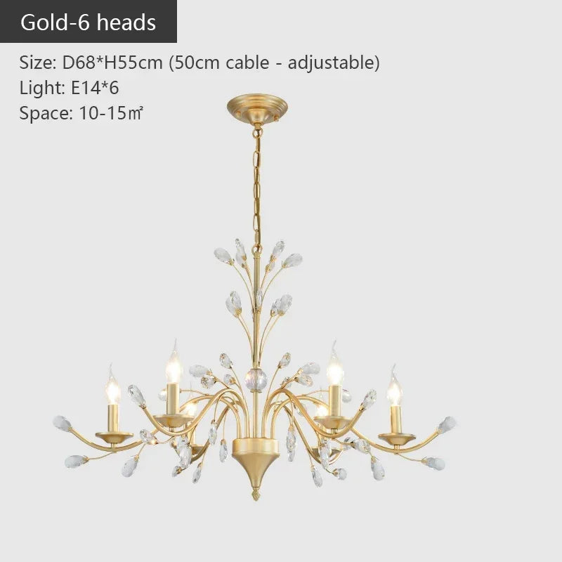 Afralia™ Vintage Crystal LED Ceiling Chandelier for Country Living Room Lighting
