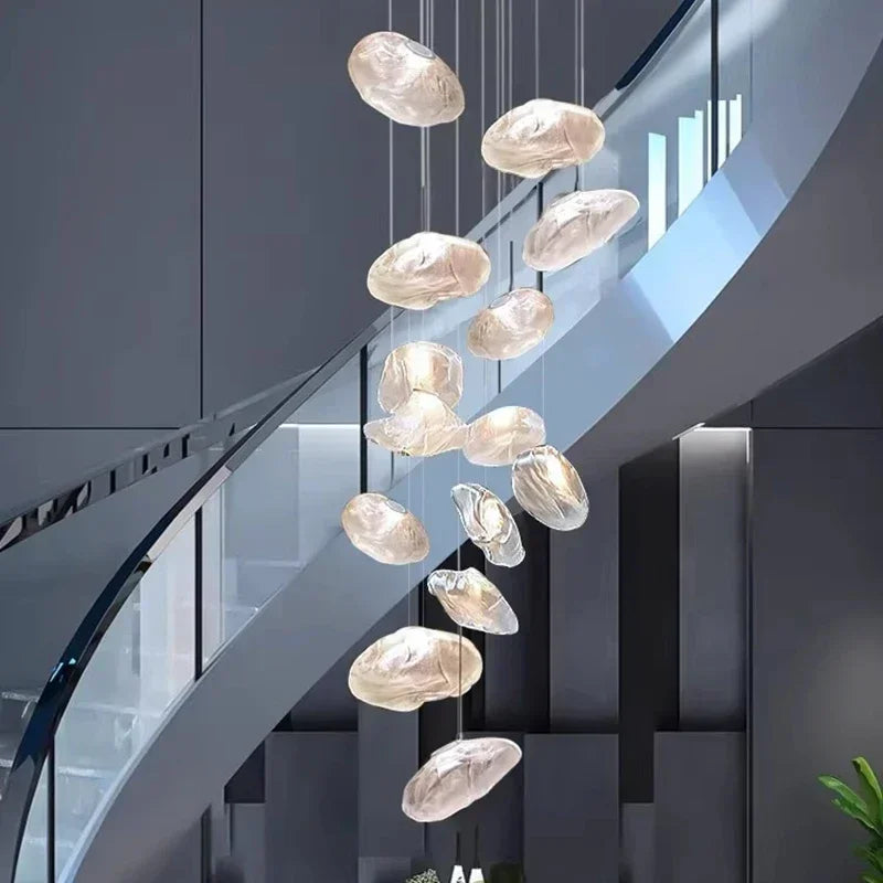 Afralia™ Crystal Chandelier Stair Pendant Lamp | Modern Living Room Lighting Fixture