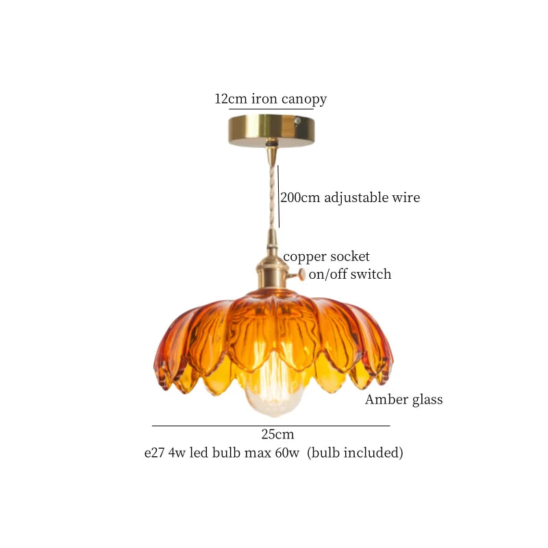 Afralia™ Lotus Leaf Glass LED Pendant Light - Japanese Style Loft Bar Living Dining Bedroom