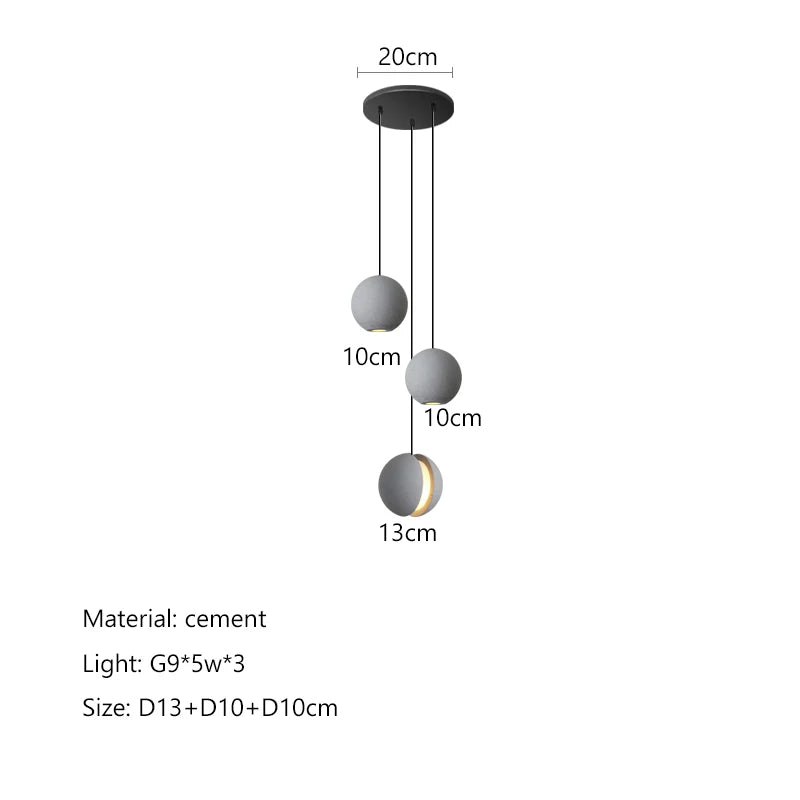 Afralia™ Cement Planet Chandelier Hanging Lamp for Dining Room & Bedroom