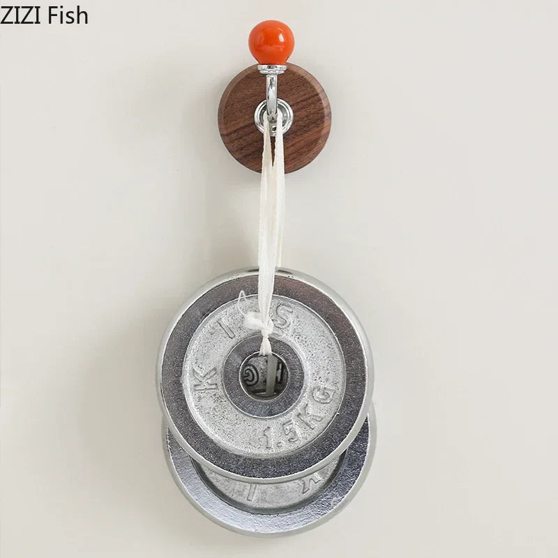 Afralia™ Walnut Wood Bending Hook Wall Storage Holder