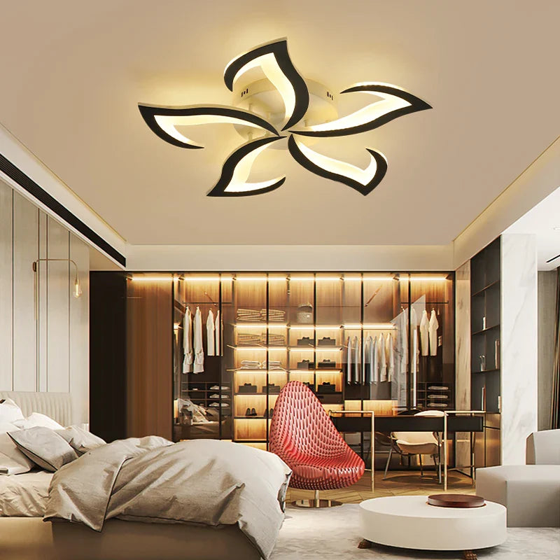 Afralia™ Modern White LED Flower Petal Ceiling Lamp for Living Room Bedroom Kitchen Nursery