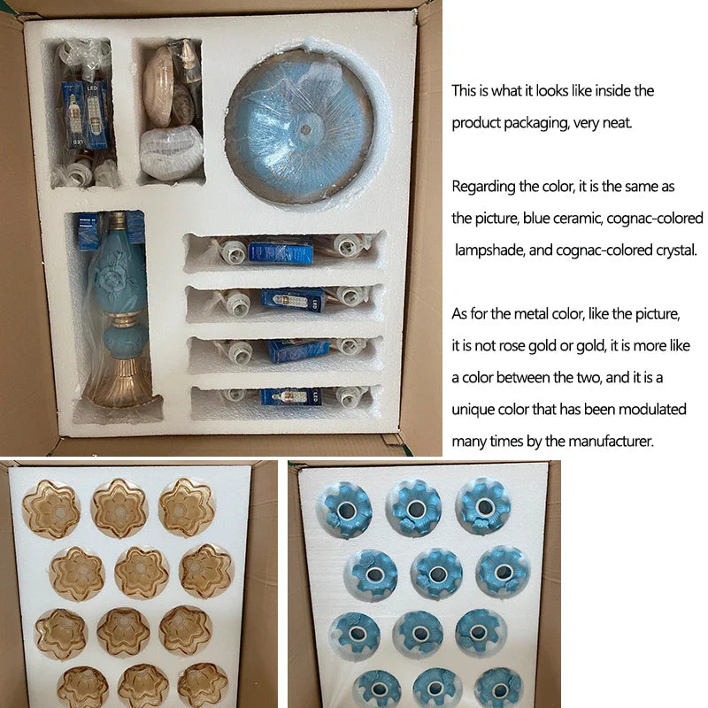 Afralia™ Retro Ceramic Chandelier for Living Room Bedroom Villa Duplex Floor