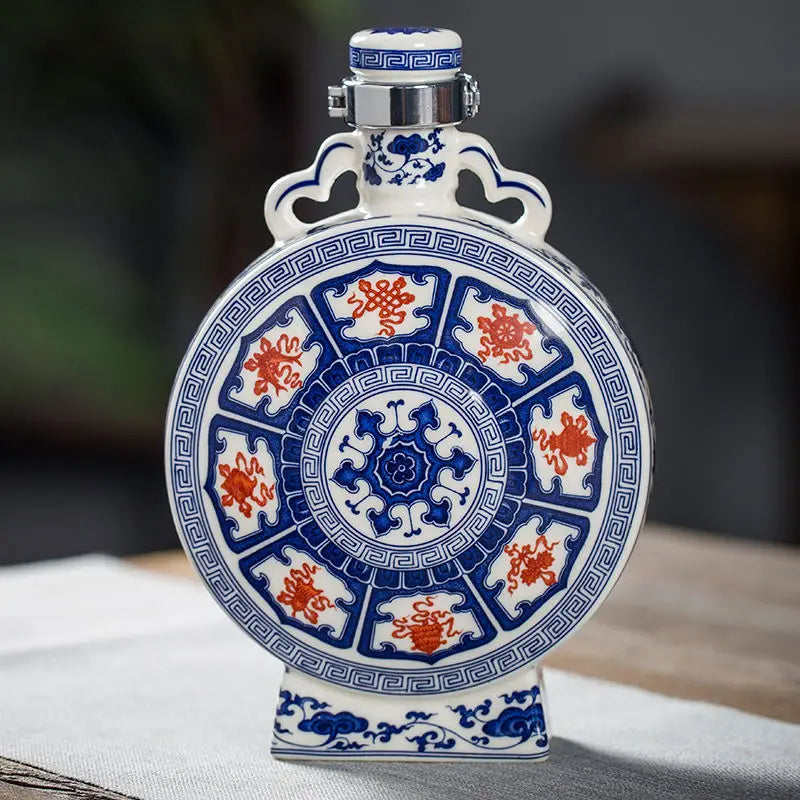Afralia™ Blue and White Eight Treasures Ceramic Vase - Home Decor Ornament