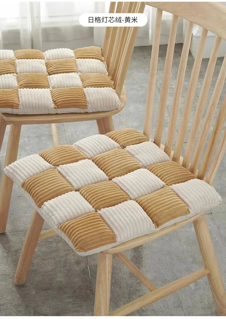 Afralia™ Corduroy Cushion: Plaid Thickened Office Chair, Dining Chair, Sofa Floor Cushion