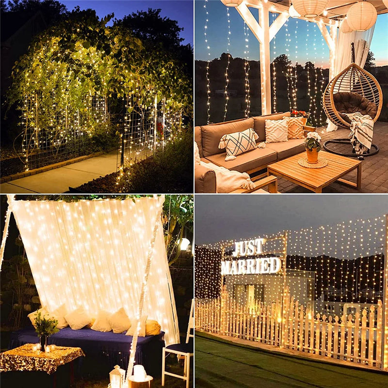 Afralia™ Solar Curtain Lights: Waterproof LED Outdoor Fairy String Lights for Yard Christmas Decor