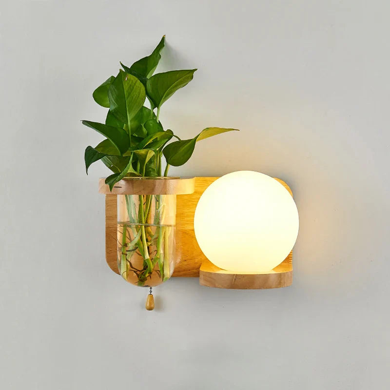 Afralia™ Nordic Wood Art Wall Lamp for Simple Home Decor Lighting